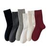 Female Spring and Autumn All Match Pure Color Boneless In The Tube Pile Pile Cotton Socks