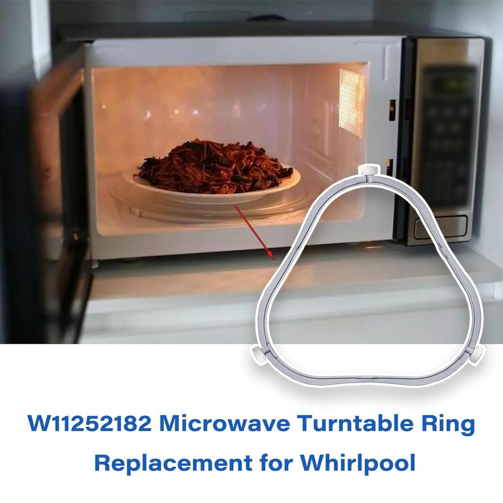 7.48 In W11252182 Microwave Turntable Ring Replacement for Whirlpool with Rollers 8206227 Microwave Glass Tray Support Holder for Whirlpool Microwave