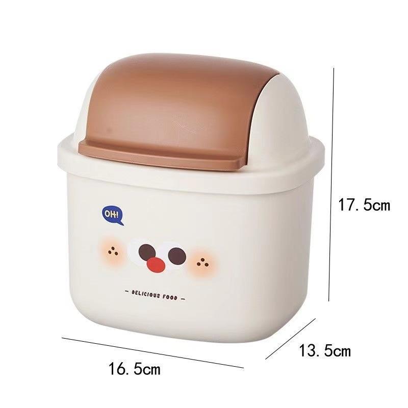 Desktop Mini Trash Can Small with Lid Student Dormitory Plastic Sundries Bin