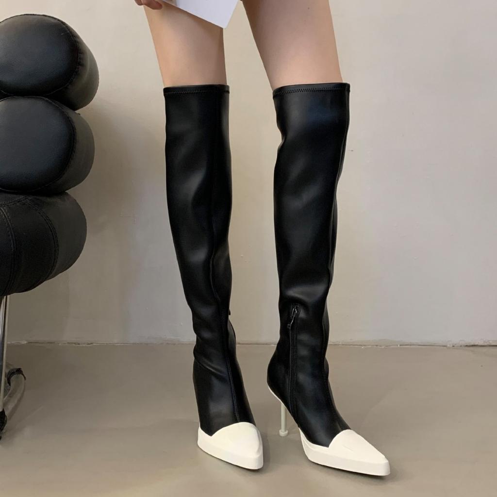 Legs long slender heels over the knee elastic boots women's sexy pointed high heels boots Spice girls tall thin boots