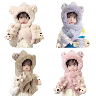 Set Inverno Cappello Spesso Sciarpa Guanti Con Sciarpa Lunga Caldo Inverno Felpa Con Cappuccio Antivento Soffice 3-in-1 Cappello Morbido Bambino piccolo