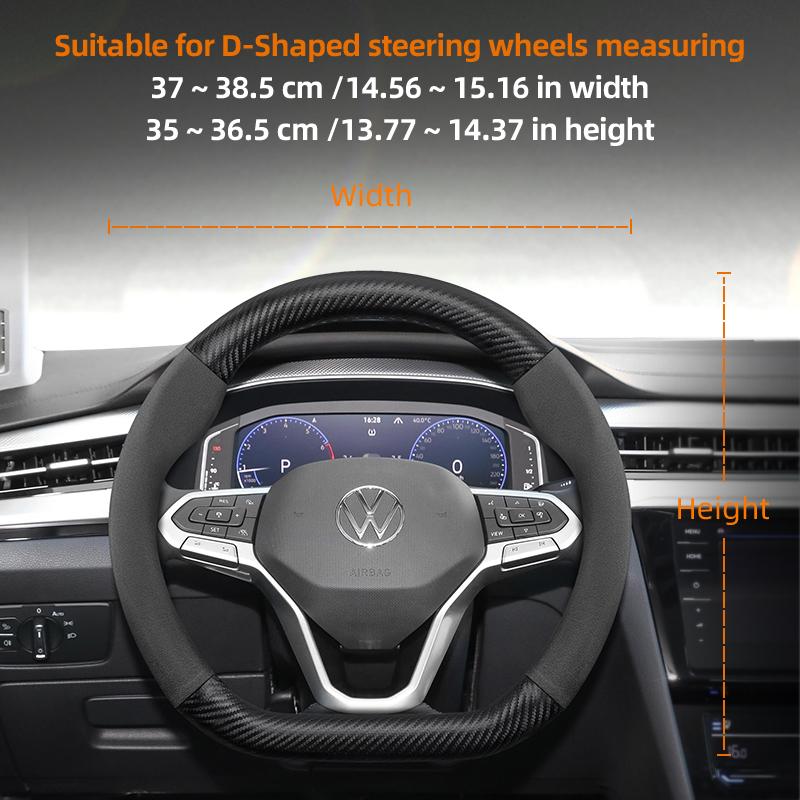 

Suitable for Volkswagen Suede Matte Carbon Fiber Texture Steering Wheel Cover Suitable for Polo Golf 5 6 7 up Gol Volante Scirocco Passat B6 B8