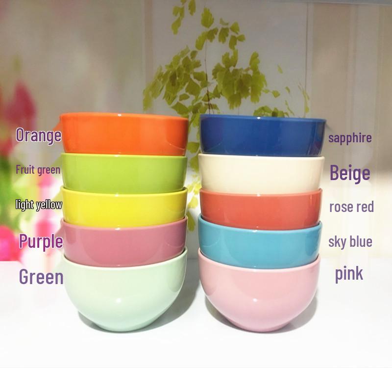 Colorful Large Ceramic Children's Bowl - Creative Underglaze Design for Rice or Porridge