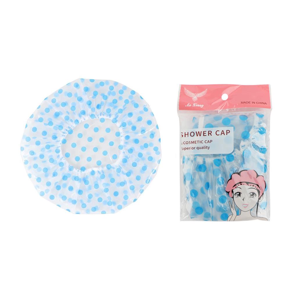 Pink Polka Dot Shower Cap PE Material Waterproof Soft Elastic Band Secure Fit Travel Friendly Lightweight Foldable Hair Protect
