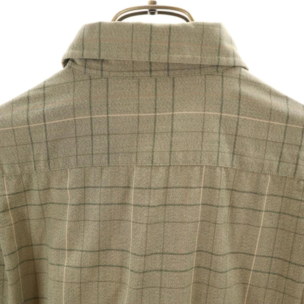 LACOSTE made in Japan Check Pattern Long sleeve Button down shirt 3 Khaki Men's Used