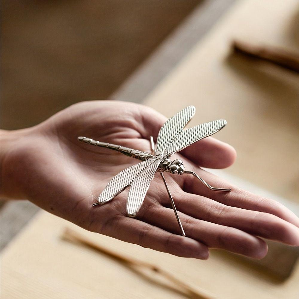 Dragonfly Simulation Dragonfly Metal Tea Pet Creative Dragonfly Cup Cover  Tea Table