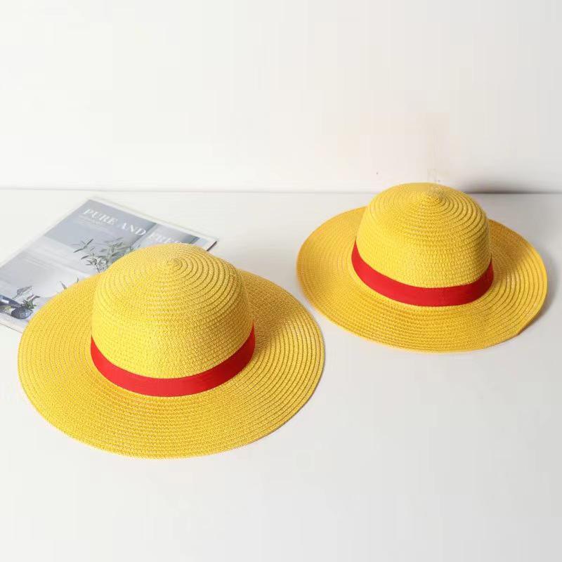 In Stock: One Piece Luffy Straw Hat - Cosplay Parent-Child Sun Hat Performance Braid