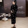 Luxurious Black Velvet Long-Sleeve Cheongsam: High-End, Unique Chinese Style Dress