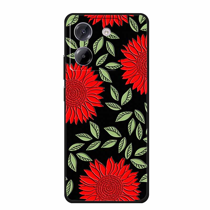3D Emboss Case For POCO M7 Pro 5G Phone Case Relief Flowers Black Silicone Soft Back Cover For Xiaomi Poco M7 Pro Case Coque Bag