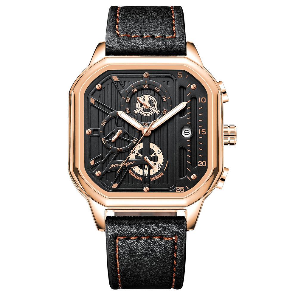 

POEDAGAR Luxury Casual Men s Watch Fashion Sports Chronograph Leather Watches Waterproof Luminous Military Wristwatch Gift