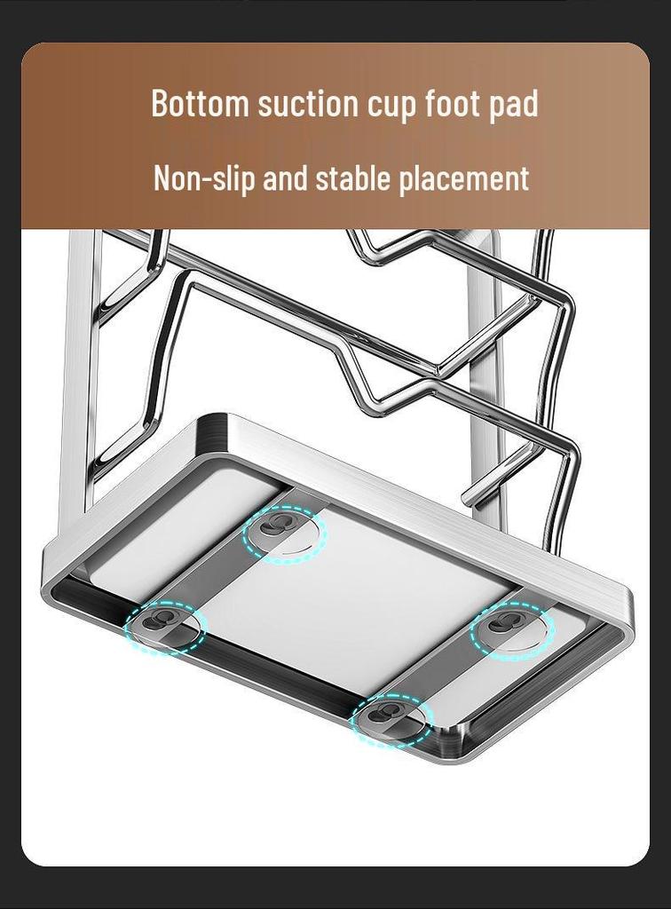 Stainless Steel Wall-Mounted Kitchen Rack for Cutting Boards and Pot Lids