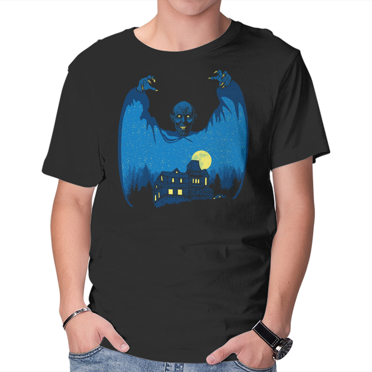 Unisex Crew Neck T-Shirt Fright Night Graphic Short Sleeve Casual Tee XS