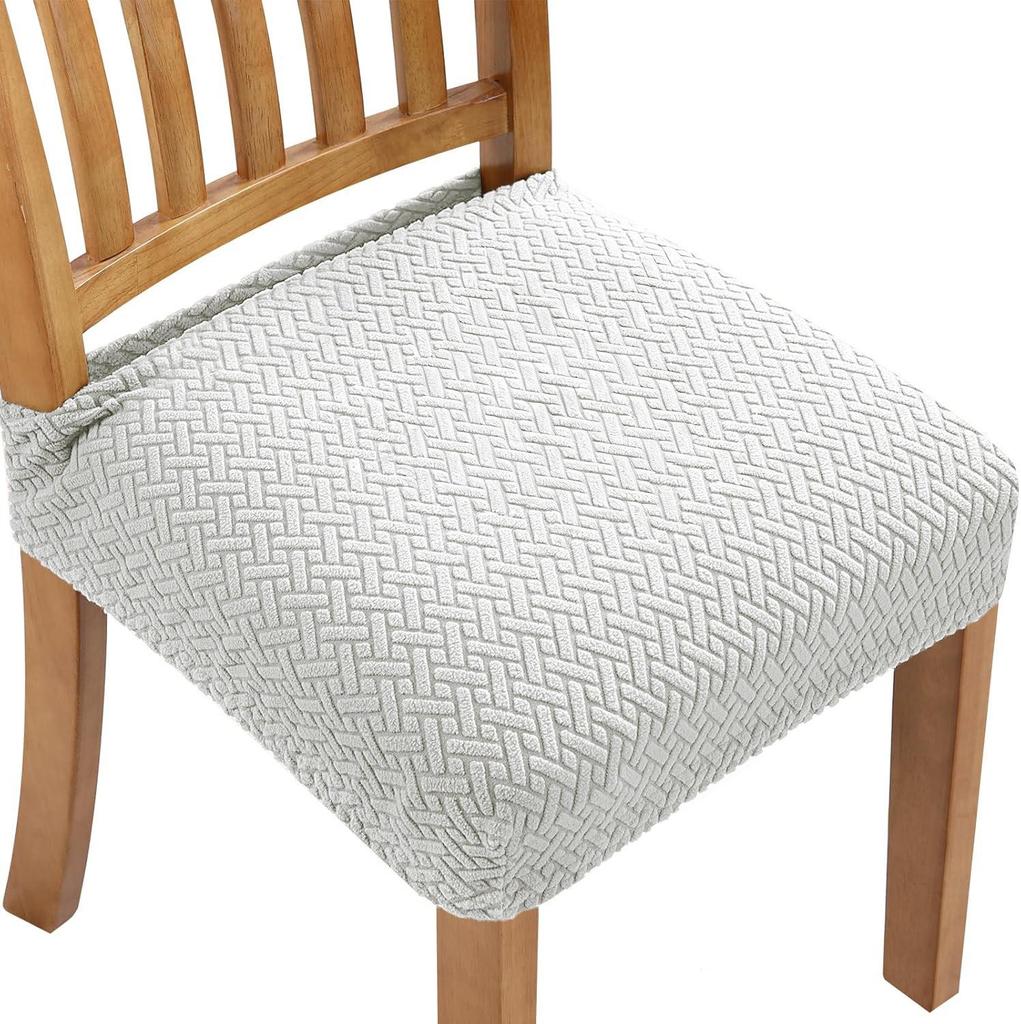 Elastic Solid Color Stretch Jacquard Chair Cushion Cover for Dining Chairs