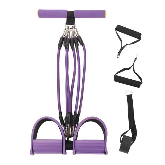 Pedal Resistance Band with Handle 2/4/6-Tube Abdomen Waist Arm Legs Workout Band