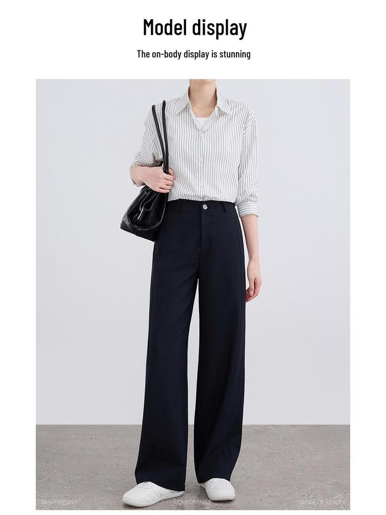 Women's High-Waisted Banana Pants - 2026 Spring/Summer Loose Straight-Leg, Slimming, Casual, Wide-Leg, Petite Fit.