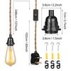 4.5/3.5M Pendant Lights Ceiling Lighting Fitting E27 Lamp Bases Suspended Kit with Plug In Cord Hemp Rope Rustic Hanging Lamps