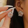 Elegant Snowflake Jewelry Set: Full Diamond Alloy Necklace & Earrings, Perfect for Chinese Valentine's Day.