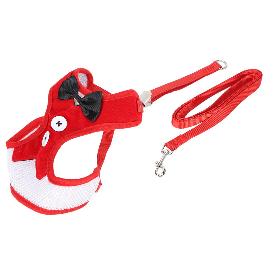 Cat Vest Type Harness with Adjustable Leash Pet EscapeProof Vest Strap for Walking(Red L)