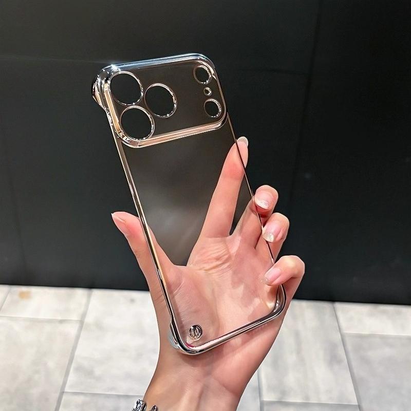 Plating Clear Frameless Phone Case for iPhone 17 Pro Max Ultra-Thin Hard PC Shell for iPhone Air 17Pro Bumper
