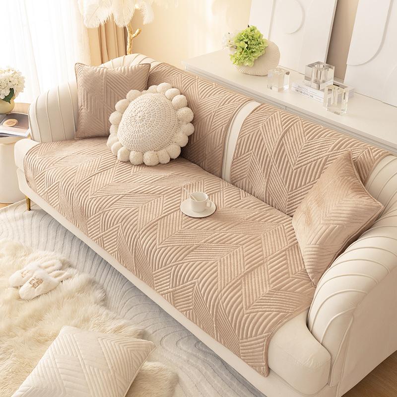 Light Luxury Style Sofa Cushion Winter Simple Cushion Four-season Anti-slip Plush Cover Backrest Towel