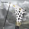 Ceramic Giraffe Head Wooden Single Joint Fashion Wood Walking Stick Decorative Walking Cane Halloween Mace Wand Crosier 95cm