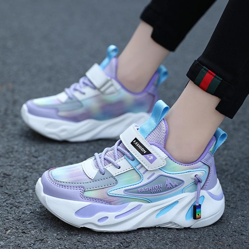 Girls' 2024 Autumn Non-Slip Leather Running Shoes - Soft Sole, Versatile, for Medium and Large Children