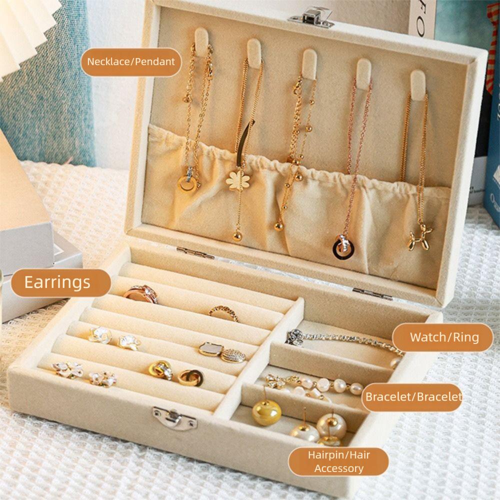 Dustproof Jewelry Storage Box Large Capacity Divided Necklace Tray Jewelry Display Holder  Bracelet