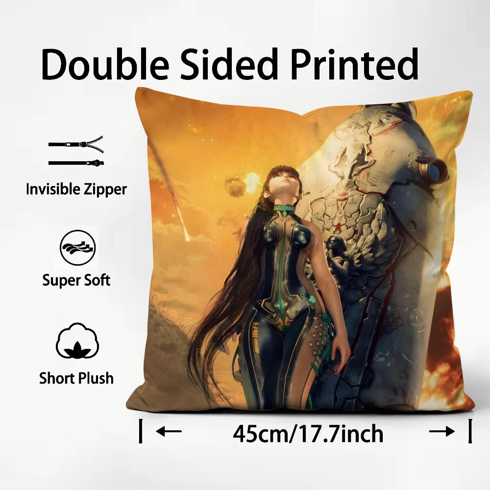 SStellar BladeE Game Cushion Cover Plush Fabric Soft DoubleSided Printed Sofa Warm Winter Home Child Gift Pillow Case