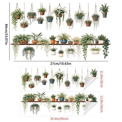 Interior Design Green Plants Wall Decal Easy Application Wall Stickers Artificial Creative Customization Stickers