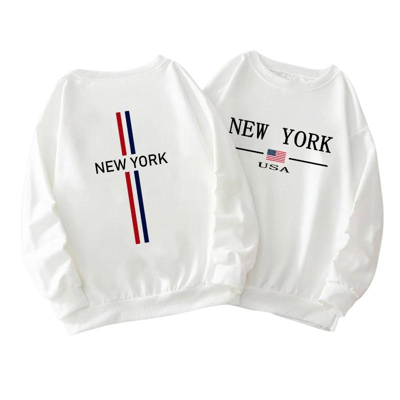 Mens Tracksuit O Neck Loose Tops New York Printed Sweatshirt Casual Versatile Pullover Daily Comfort Jogging Clothing Streetwear