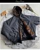 Unisex Hooded Winter Jacket with Vertical Stripes, Leopard Print Lining, and Color Block Patchwork.