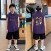 Korean Boys' Cool Cotton Polo Vest Set - Summer Casual Lapel Sleeveless Tee