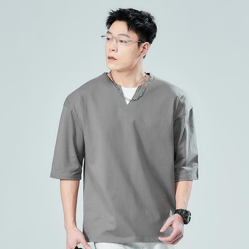 Plus Size Plus Size Men's Loose-fitting Short-sleeved T-shirt Tops Quarter-sleeved Round Neck Half-sleeved T-shirt
