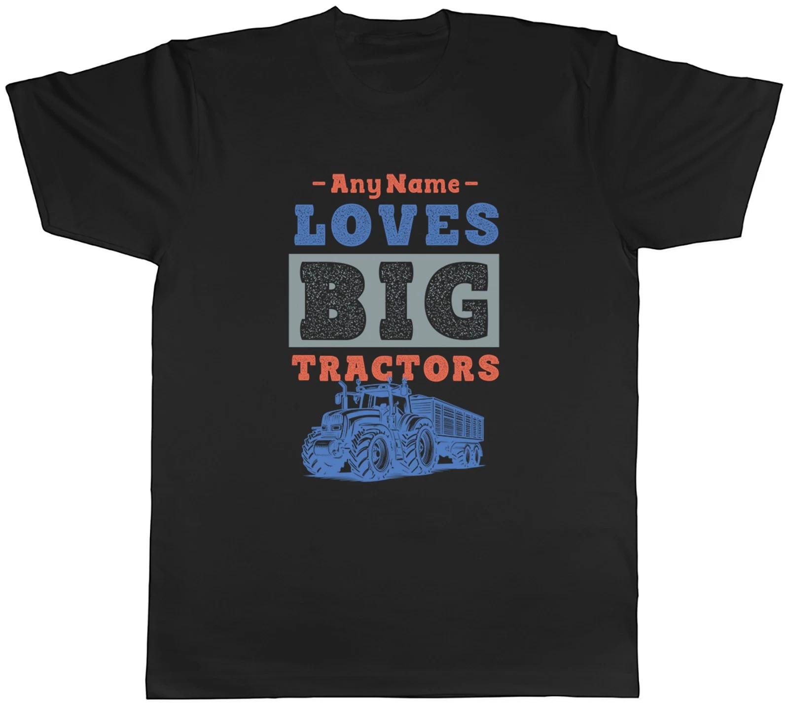 Personalised Any Name Loves Big Tractors Farming Mens T-Shirt Tee Gift Top M