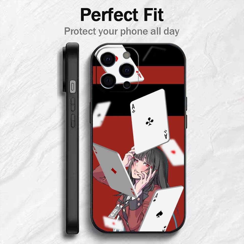 K-Kakegurui Y-Yumeko  Phone Case For iPhone17,16,15,14,13,12 Plus,Max Soft Silicone Black Cover