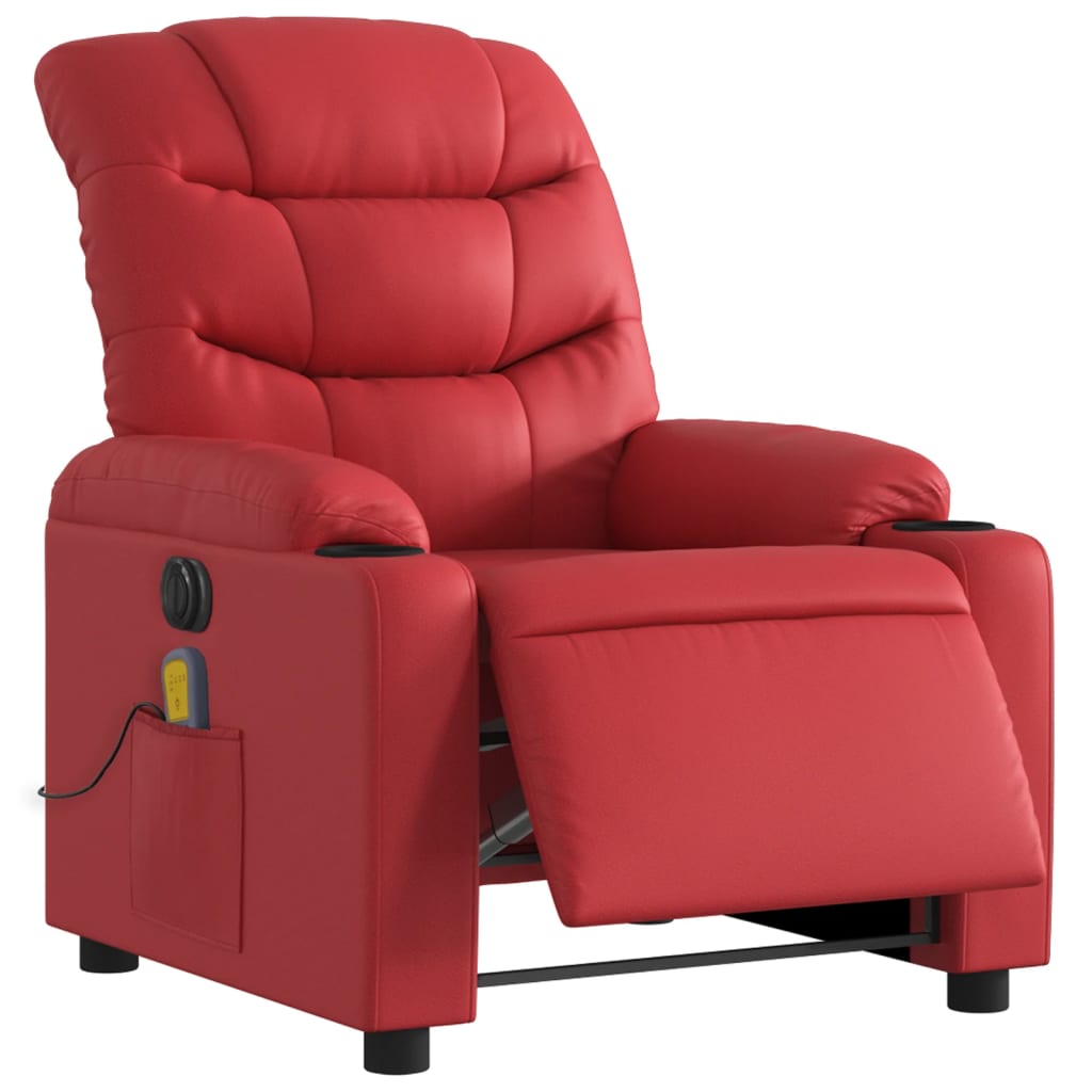 Vidaxl Foldable Massage Armchair, Electric, Red, Eco-leather