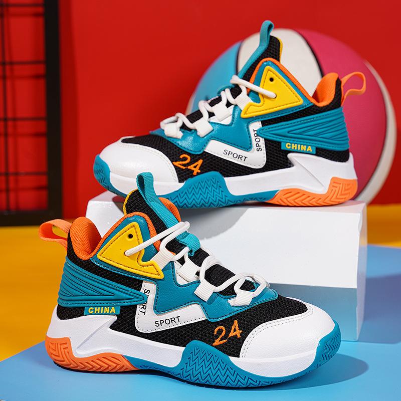 Boys basketball shoes 024 spring and autumn new classmates children's actual combat training breathable mesh non-slip sports shoes batch