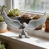 Carving Sitting Angel Figurine European Winged Girl Statue Resin Sculpture Home Office Bookshelf