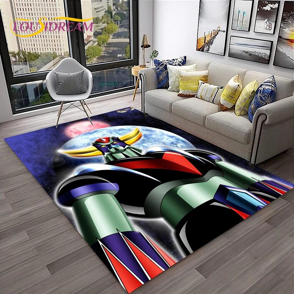 3D Cartoon UFO Robot Grendizer Anime Carpet Rug for Home Living Room Bedroom Sofa Doormat Decor,kids Area Rug Non-slip Floor Mat