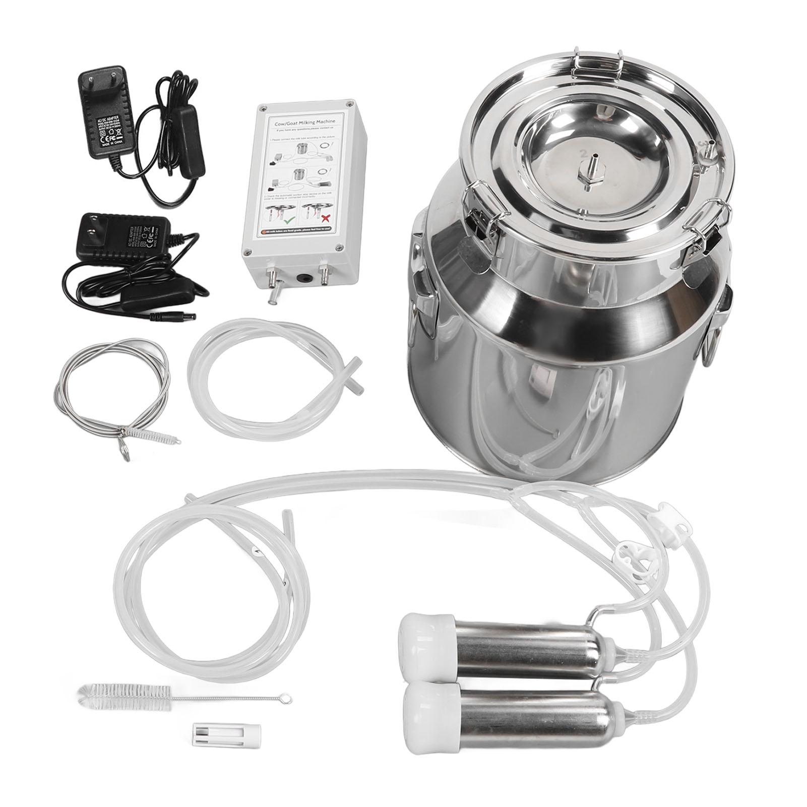 

Електричний доїльний апарат для корів 14 л, підключений до пульсуючого вакуумного насоса з нержавіючої сталі. US Plug