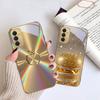Warm Golden Cute Apple For Samsung Galaxy S 21 S22 S23 Plus S24 Ultra S20 FE 25Ultra S21+ S9+ 22Plus Golden Glass Phone Case
