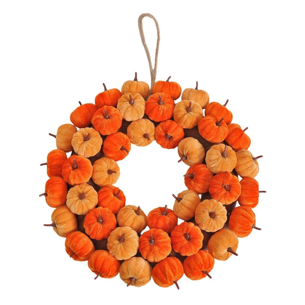 

Fabric Pumpkin Wreath with Mini Artificial Pumpkins for Fall and Thanksgiving Decor Ready to Hang on Doors Walls or Tables China Mainland