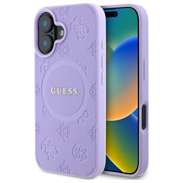 Guess Guhmp16Mpsapsmeu Iphone 16 Plus    6.7 Fioletowy/Purple Hardcase Saffiano Peony Classic Logo Magsafe