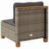 Gray Garden Sofa Without Armrests with Cushions Poly Rattan