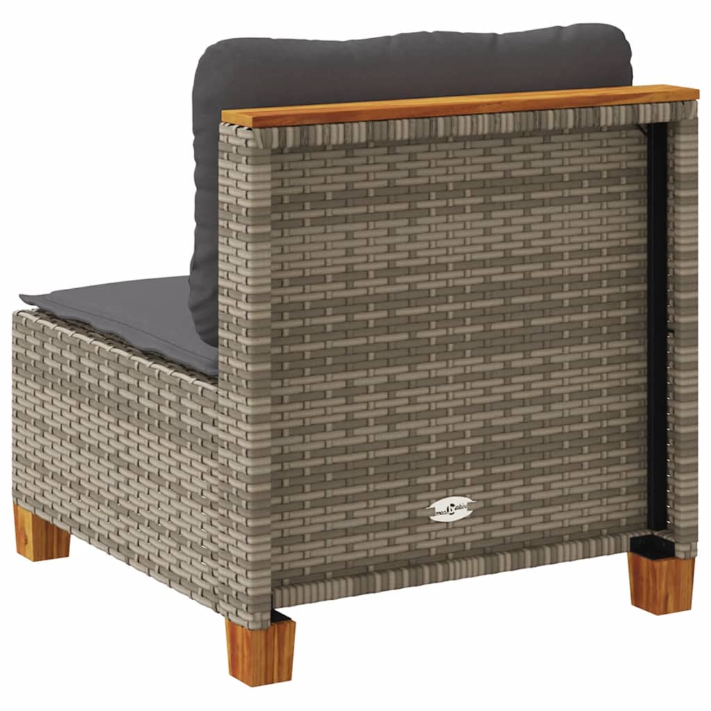 Gray Garden Sofa Without Armrests with Cushions Poly Rattan