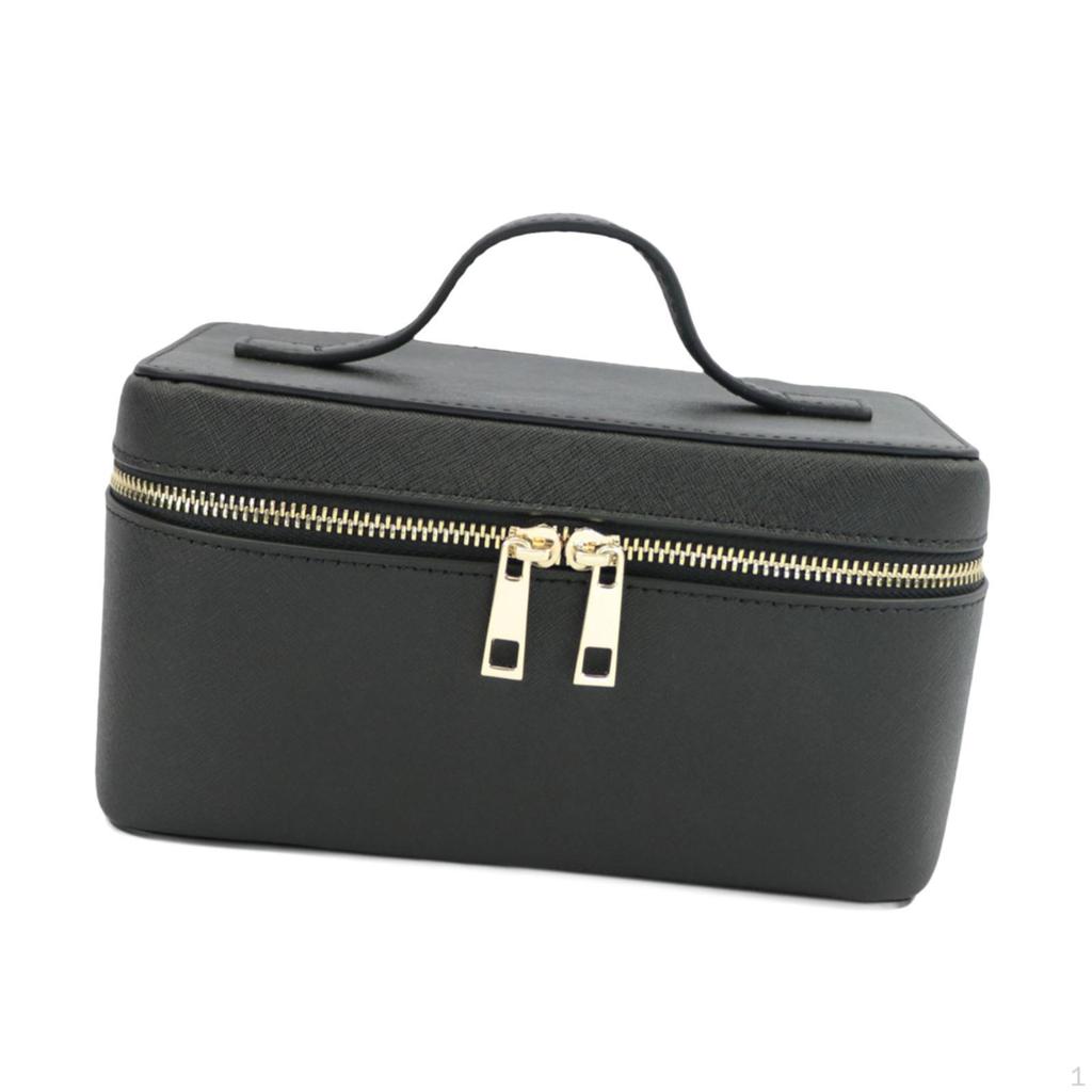 Chic Faux Leather Makeup Bag with Removable Dividers