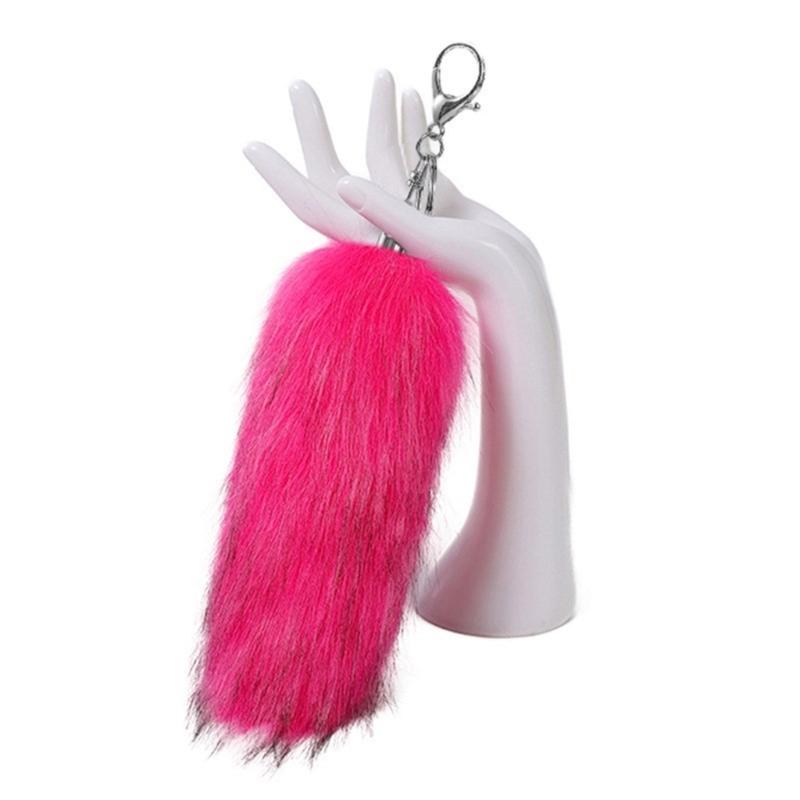 Elegant Keyrings Charm with Foxes Tail Pendant Fashionable Keychain Decoration Cute Toy for Car or Bag Decoration