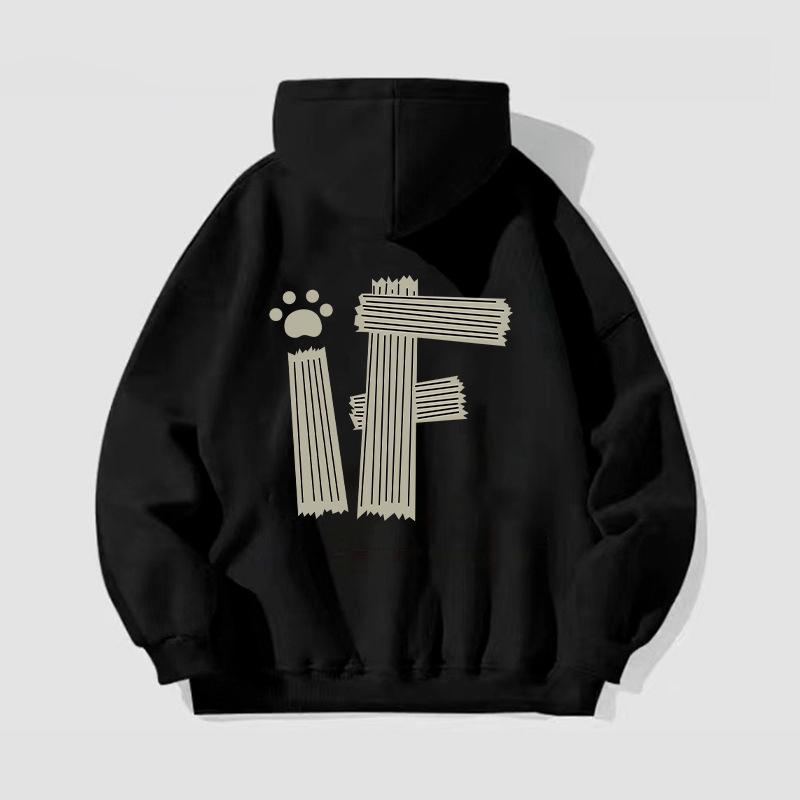 

Men s Harajuku-Style Lightweight Velvet-Lined Hooded Sweatshirt - Casual, Loose Fit for Autumn and Winter Black