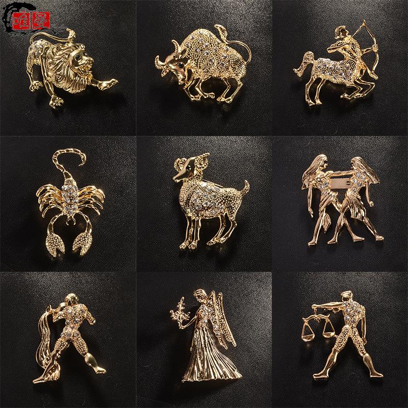 Signs Constellation Brooch Enamel Lapel Pin for Women Men