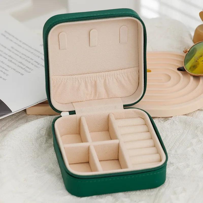 Mini PU Jewelry Box - Portable Ring Earring Organizer Case, Small Jewelry Storage Pouch for Travel & Home Use